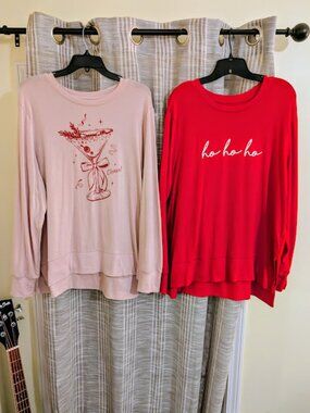 Two Holiday Time Christmas Sweatshirts